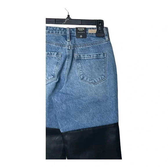 BLANK NYC “THE BAXTER” RIBCAGE STRAIGHT LEG DENIM JEANS W/ FAUX LEATHER‎ SIZE 24 - Picture 10 of 15